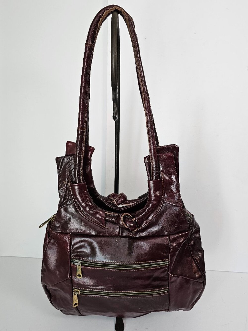 Mexican Shoulder Bag Burgundy Leather Grunge Casual